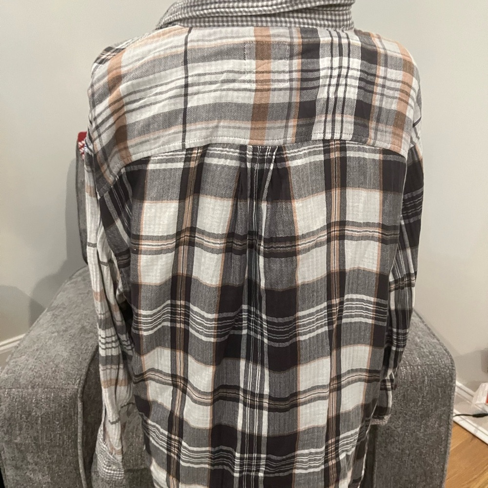 Aerie Plaid Patchwork Button Down Flannel Woman’s… - image 7